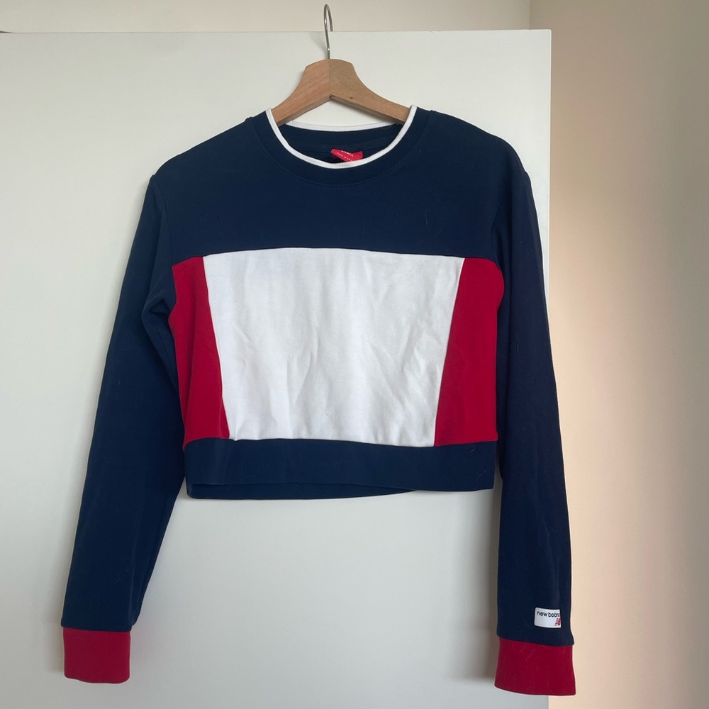 Colorblock Navy, White, and Red Women's Top